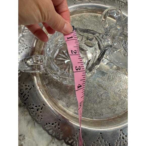 Vintage Crystal Creamer & Sugar Bowl Set With Floral Etched Design Table Top - Picture 12 of 16